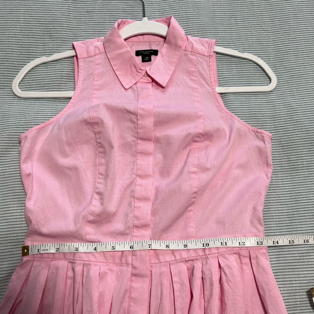 Ann Taylor Fit & Flare Powder Pink Shirtdress - Picture 9 of 11